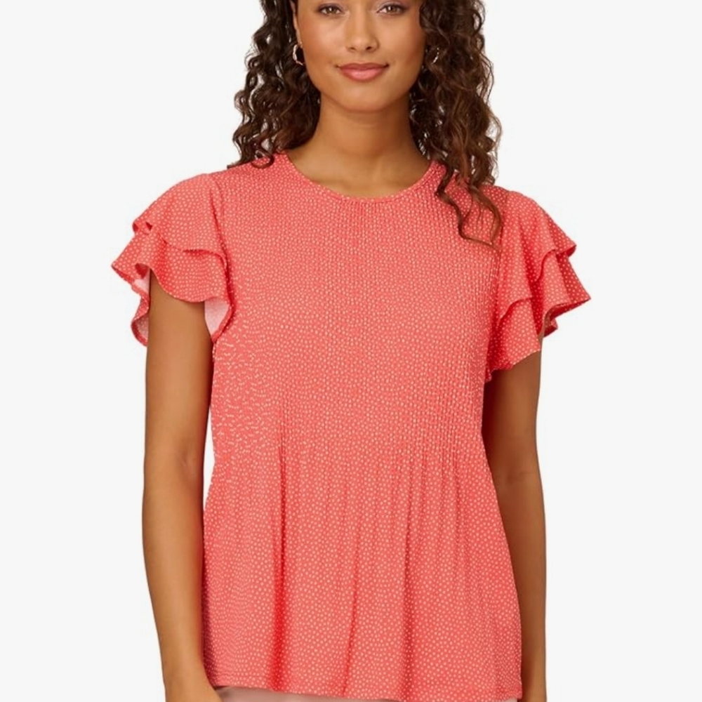 NWT Adrianna Papell Pleated Knit Double-Sleeve Top - Size XL